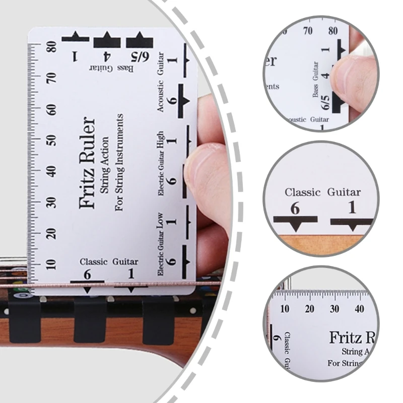 Guitar Double Sided Guide Luthier Measuring Tool for Ukulele, Banjos, Guitar String Action Gauge Ruler Measuring Tools