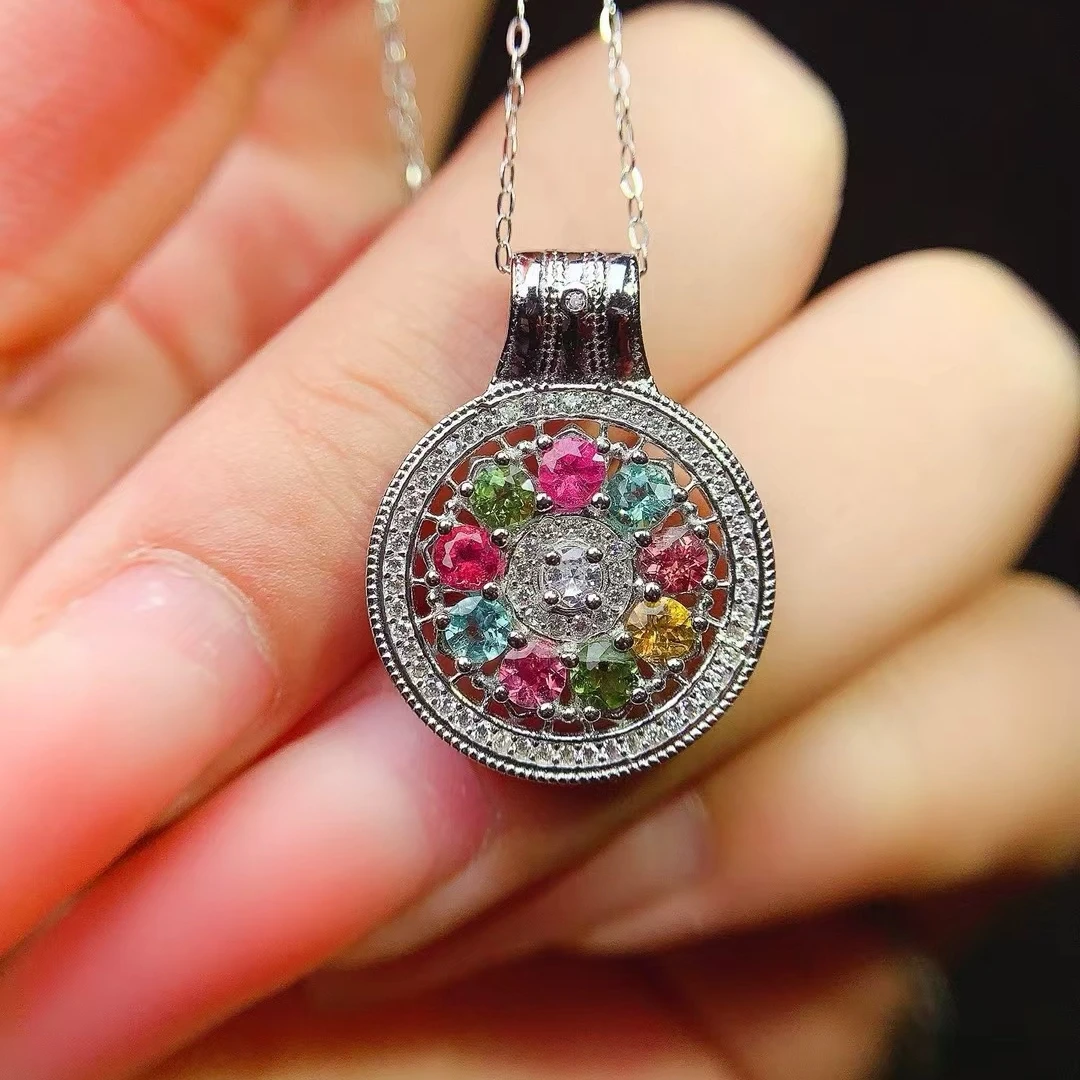 

KJJEAXCMY Natural Tourmaline S925 silver exquisitely Necklace Full of luster Simple, elegant and high-end Bestseller Birthday