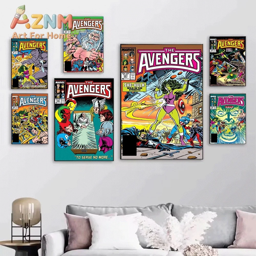 AZNM The Avengers #277 In Final Battle Comic Canvas Wall Art No Frame Vintage Superhero Print Poster For Home Wall Decor