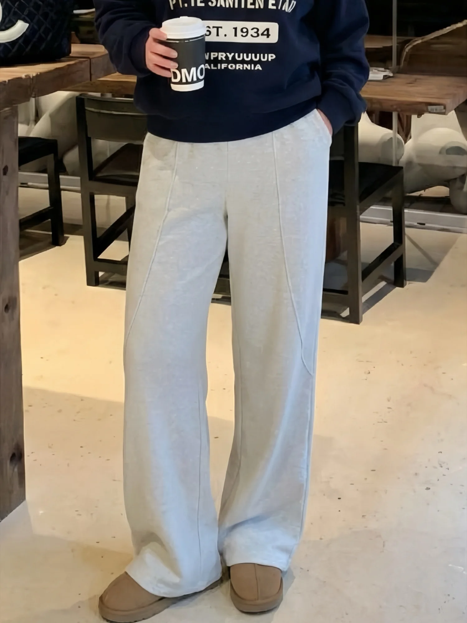 

Повседневные брюки с высокой талией на флисовой подкладке для женщин больших размеров, универсальные спортивные штаны для фигуры типа «груша», стиль для поездок на работу, осень-зима