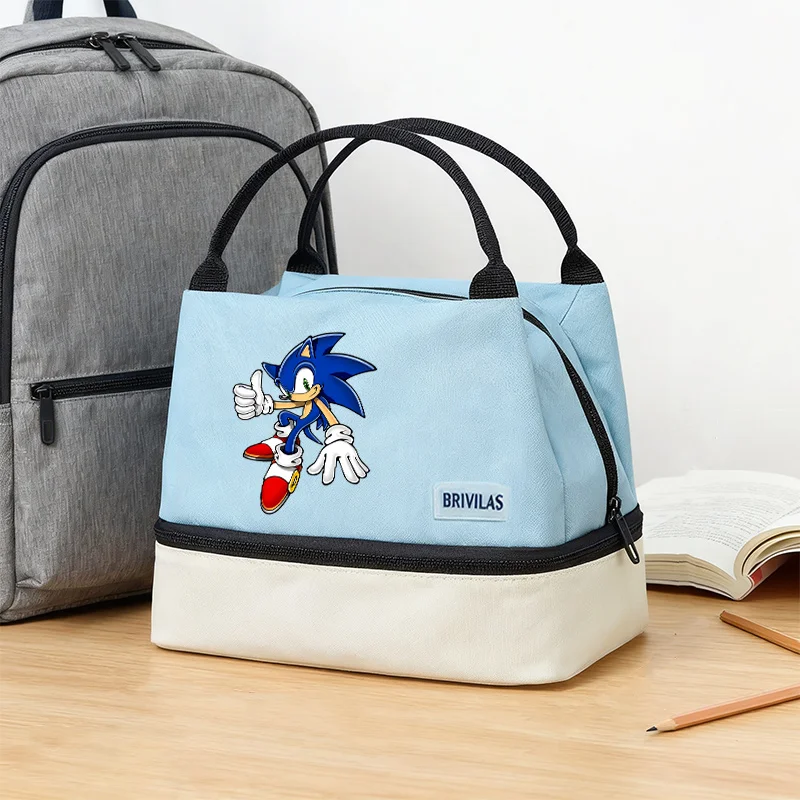 

Сумка для обеда с изображением Соника, сумка для хранения школьных обедов, сумка для пикника, сумка для мальчиков, большая вместительная сумка для еды и напитков, подарки