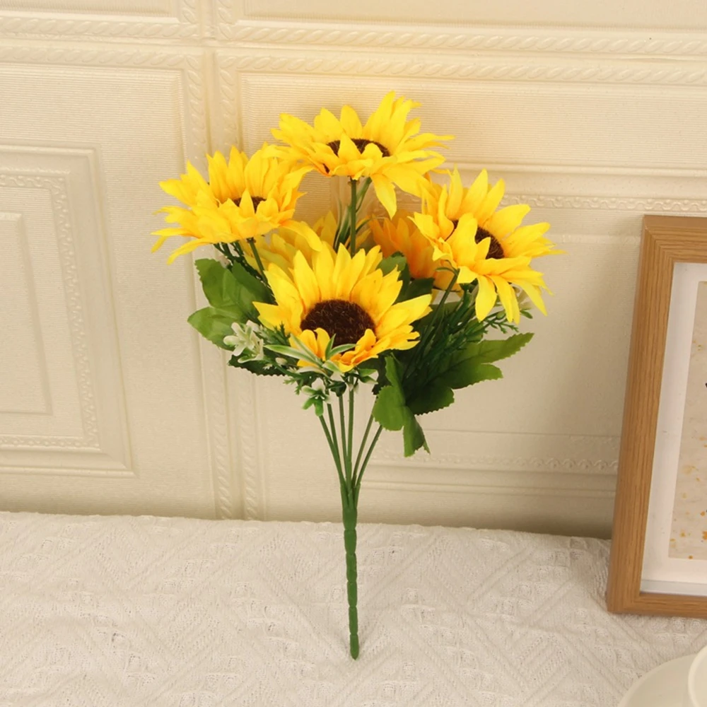 

1pc Artificial Flowers Silk Sunflower Wedding Bridal Bouquet Home Room Table Decoration Outdoor Yard Garden Festival Diy Gifts