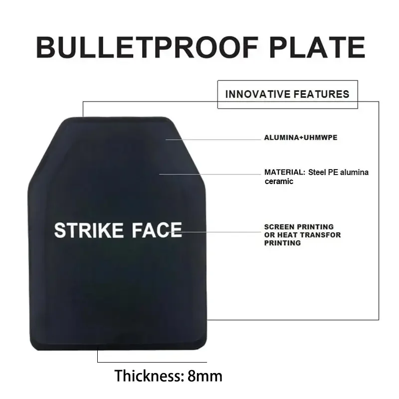 NIJ IIIA poziom odporna na kulę płyta stalowa do taktycznej kamizelki bezpieczeństwa balistyczny pancerz kuloodporny płyta kompozytowa 7mm 8mm