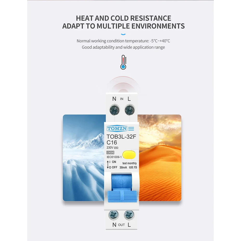 

RCBO 18MM 230V RCBO 1P+N 6KA Residual Current Differential Automatic Circuit Breaker with over Current Leakage Protection 20A