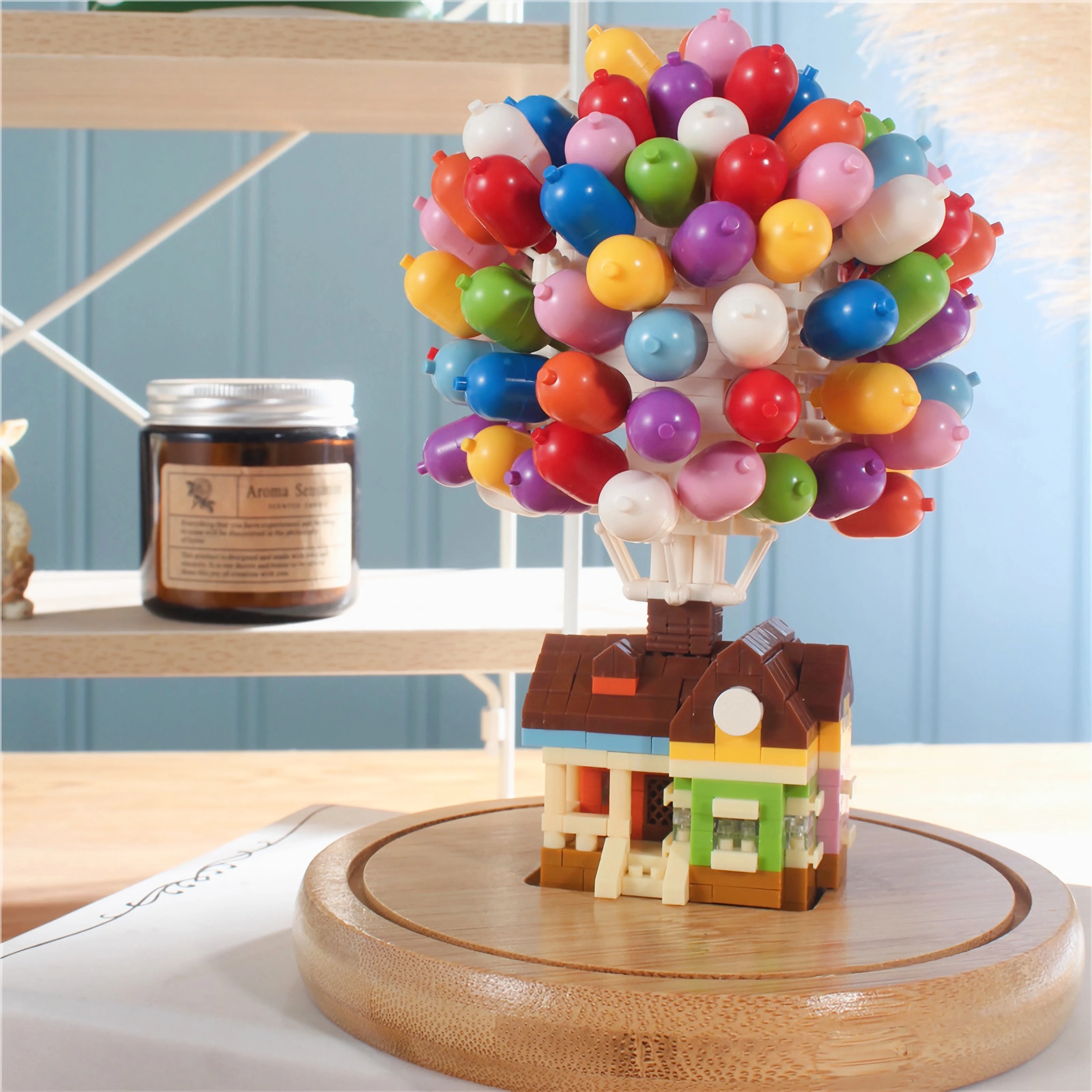 Wisehawk プラスチックミニブロックバルーンフライングハウス空中城 DIY マイクロレンガ 3D モデル構築セット子供のための知育玩具