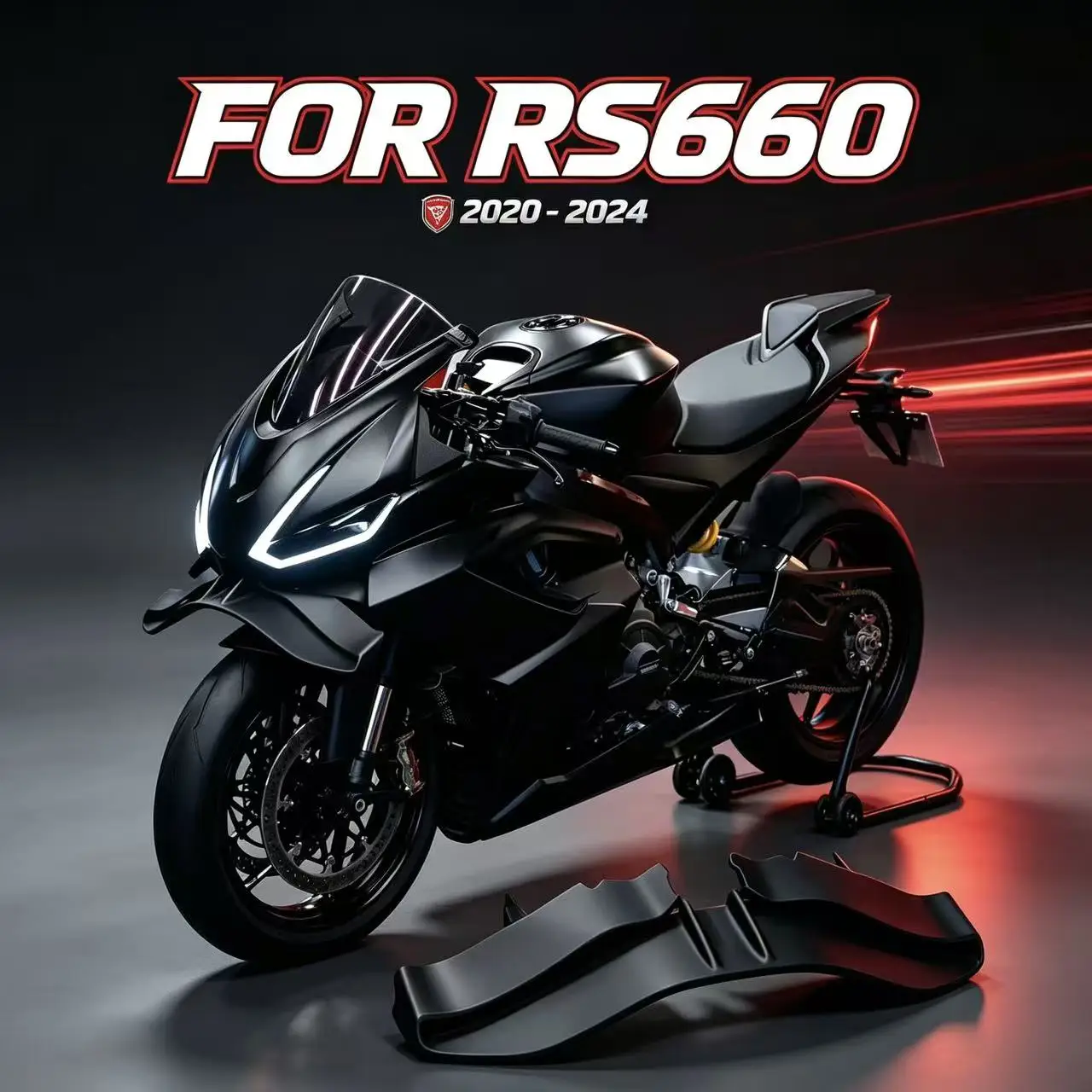 For RS66 2020-2024 Motorcycle NEW Winglets GP WING Front spoiler Lower spoiler lower lip DOWNFORCE NAKED FRONTAL SPOILERS rs660