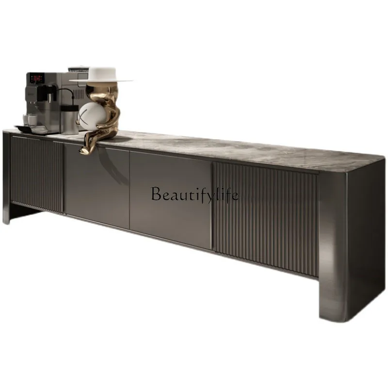

Italian minimalist TV cabinet simple solid wood modern small apartment living room rock slab floor cabinet