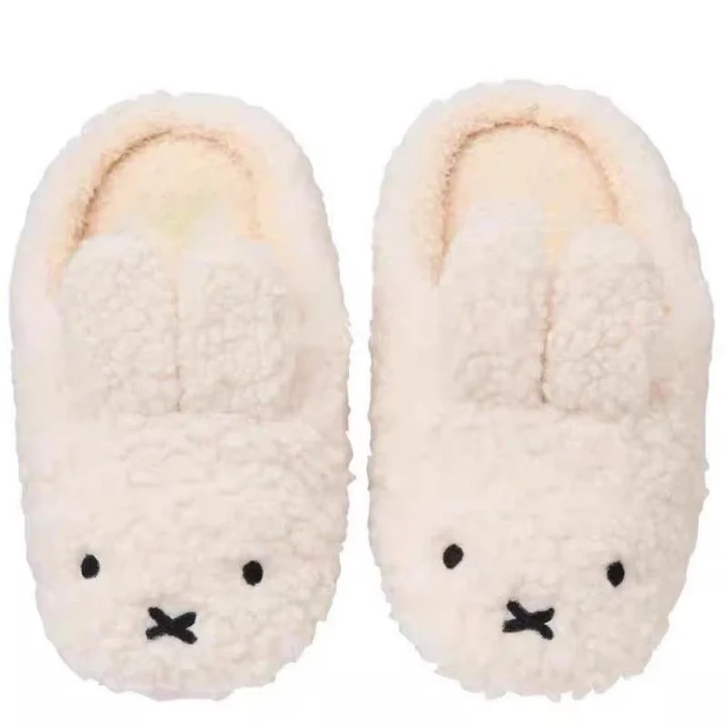 Anime Cartoon Miffy Rabbit Cotton Slippers Cute New Autumn and Winter Indoor Warm Plush Soft Bottom Slippers for Girls Gift