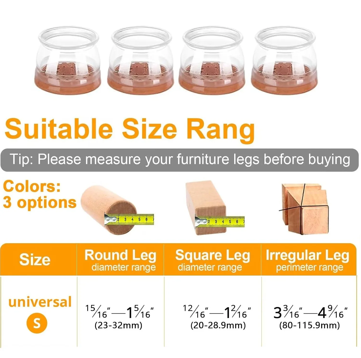 16/24/36 Piece Small Size Floor Protection Chair Leg Pads Silicone Covers Felt Pads  Anti-Scratch Noise Reduction