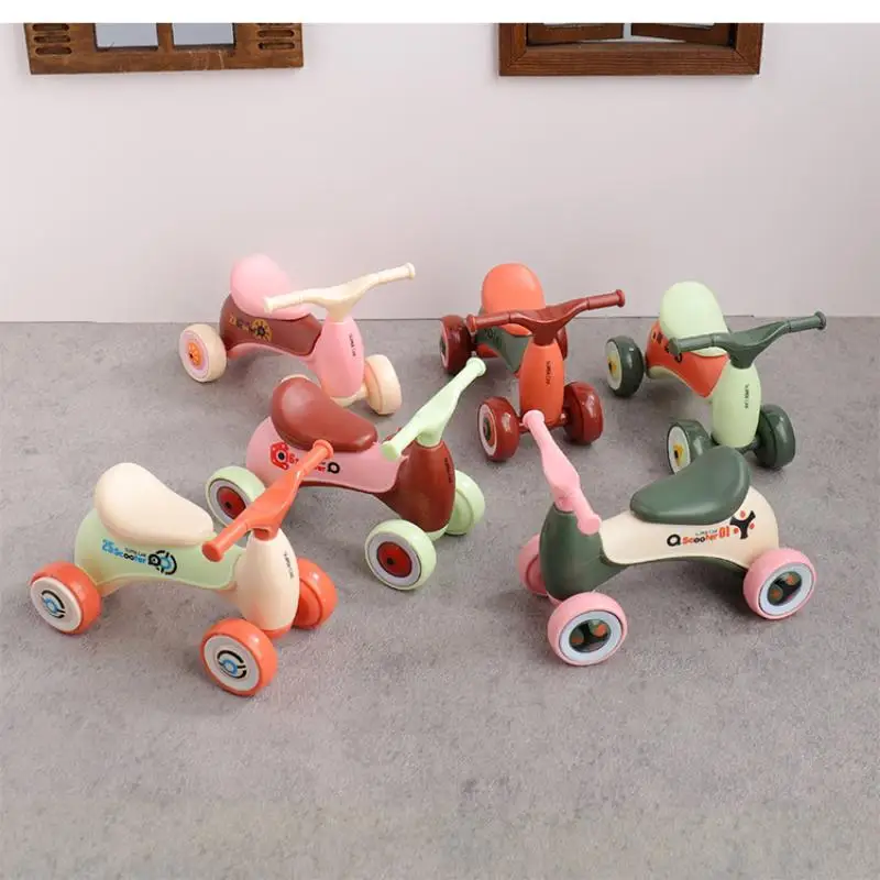 قطعة واحدة من سيارة التوازن الصغيرة للأطفال - لعبة تجميع إبداعية للسكوتر المنزلق بأربع عجلات لتزيين هدايا الأطفال