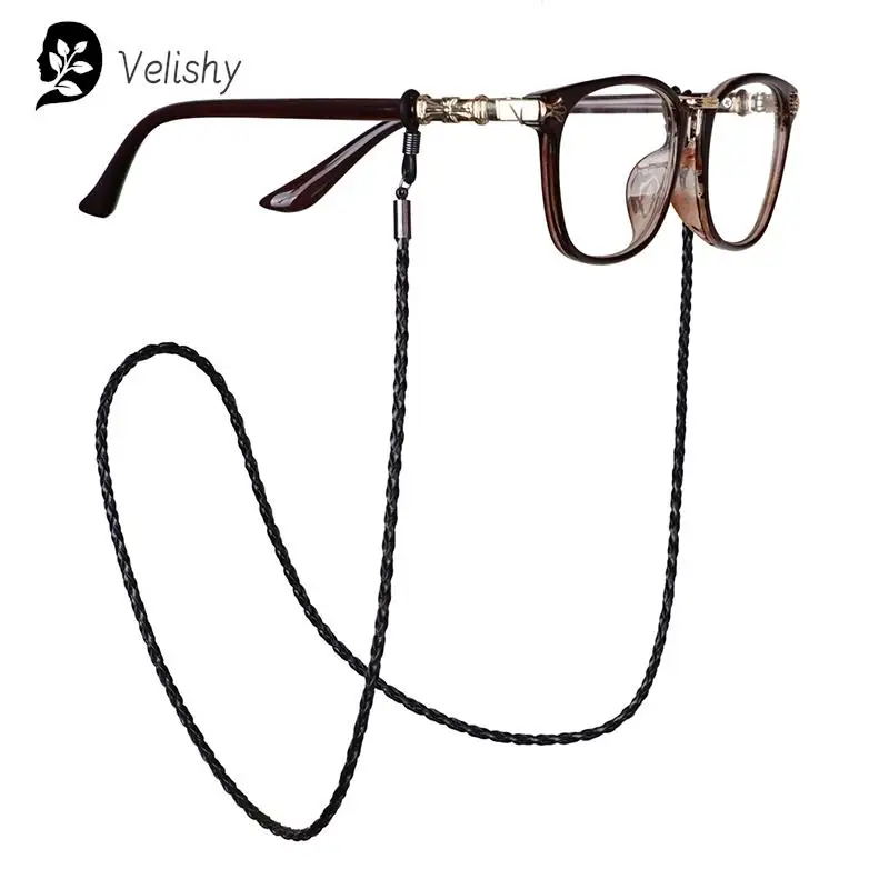 Thick Twist Sunglasses Leather Rope Chain Eyewear Braided Glasses Lanyard Strap Outdoor Sports Non-slip Eyeglass Accessories