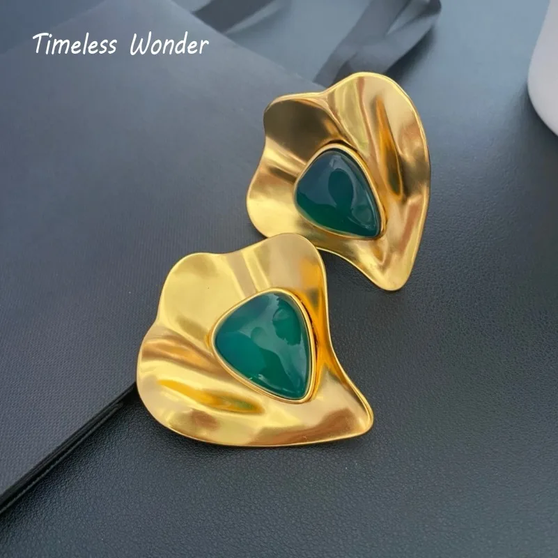 

Timeless Wonder Brass Geo Resin Heart Floral Clip on Earrings for Women Designer Jewelry Runway Luxury Gift Top 5233