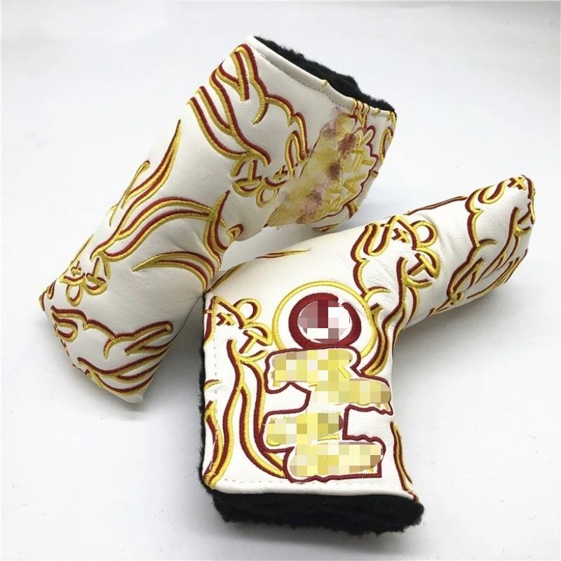 Outdoor training, high quality golf putter cap cover, beautifully embroidered white gold mouse, free shipping