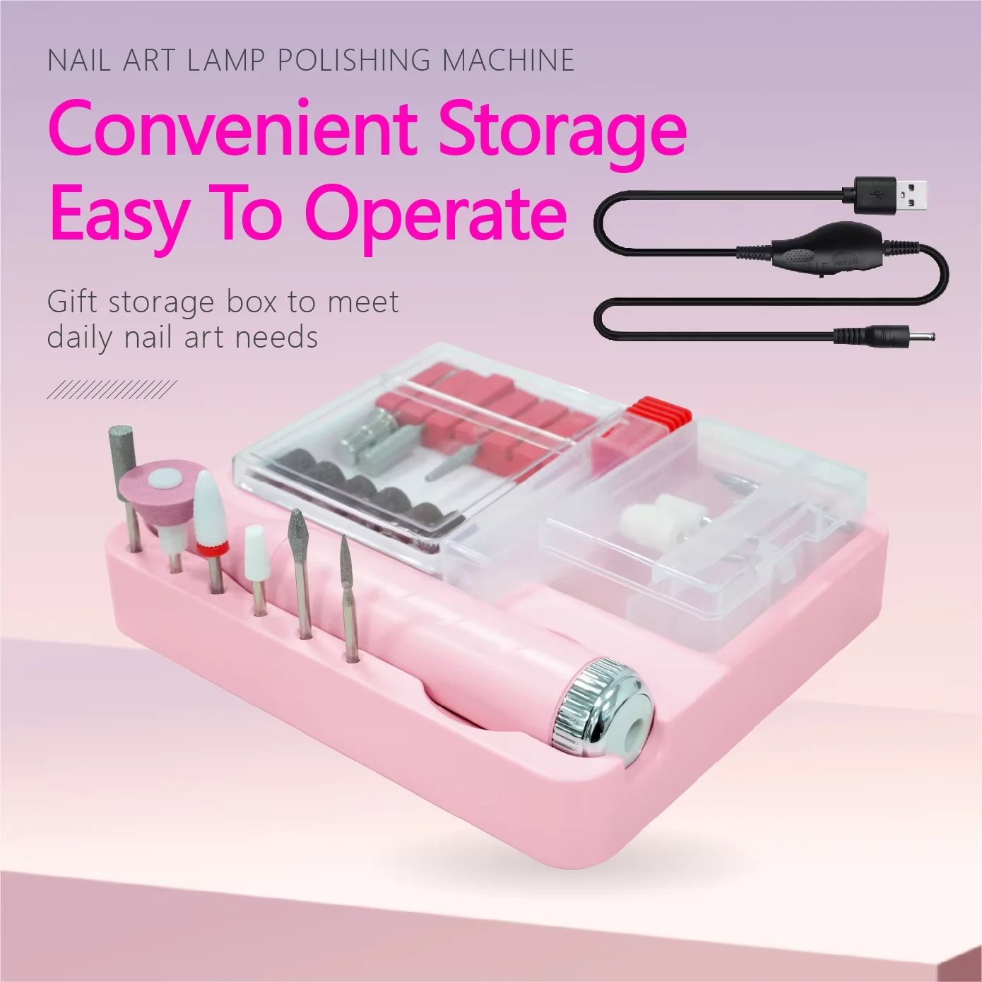 เครื่องเจียรเล็บ A3 18,000 รอบต่อนาที แบบ USB, 12 หัวเจียรสำหรับทำเล็บมือ/เล็บเท้า, เครื่องกำจัดหนังด้านและตาปลา, ปรับความเร็วได้ สำหรับใช้ที่บ้าน/ร้านเสริมสวย