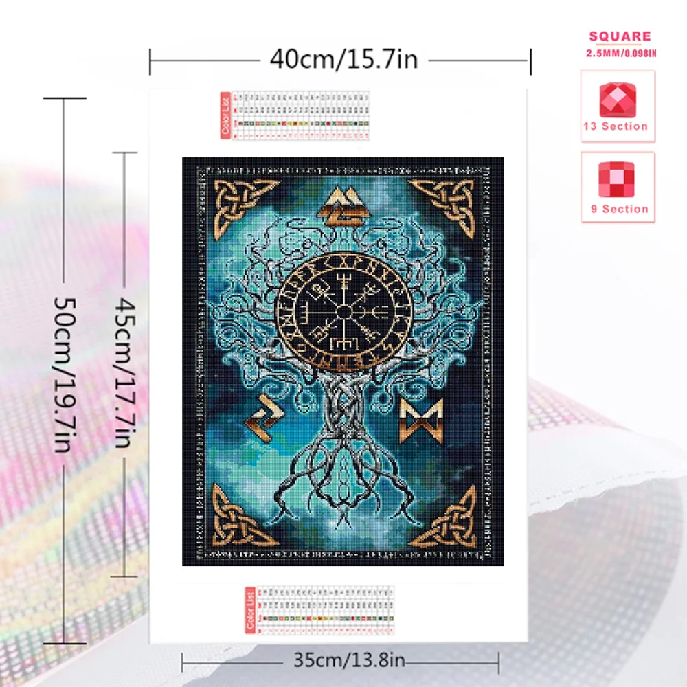 Momoart 5D DIY Diamond Painting Viking Tree Of Life Mosaic Landscape Embroidery New Arrival Abstract Child Gift