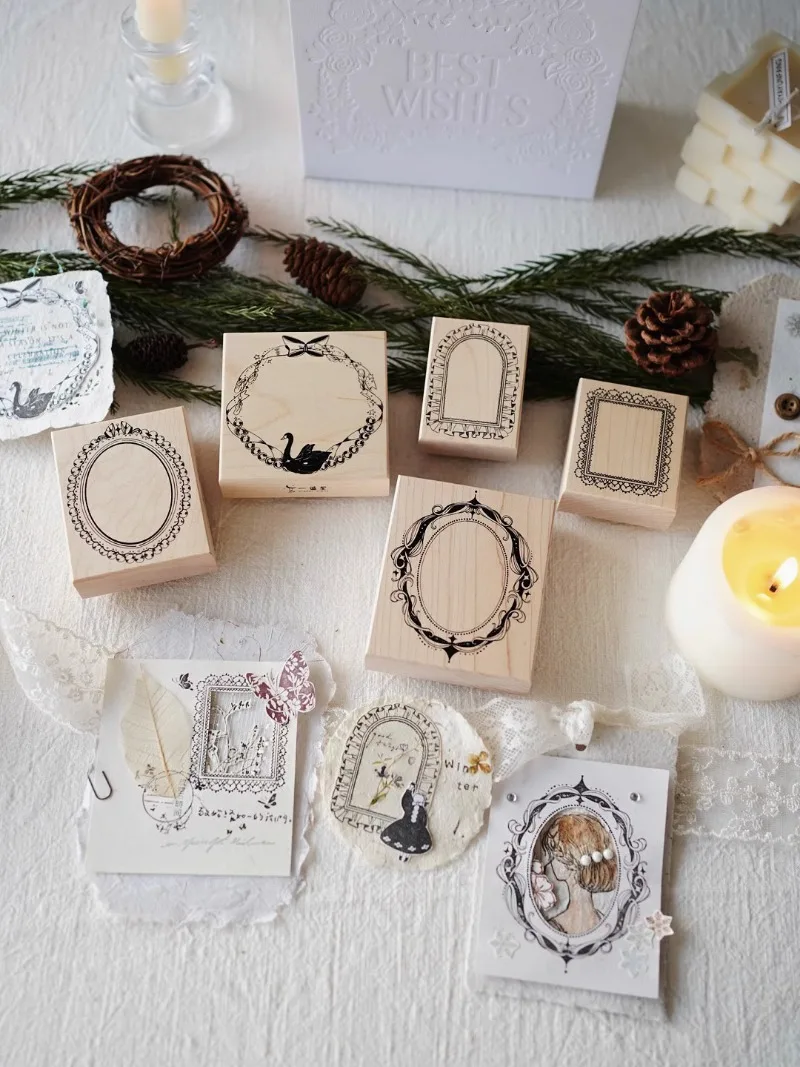 

Fairy Swan Princess Frame Wooden Rubber Stamp DIY Scrapbooking Photo Album Journal Material Wood Seal
