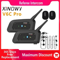 XINOWY V6C Motorcycle Helmet Headset Intercom Arbitration Bluetooth Earphone 1200m Football Referee Full-Duplex Interphone
