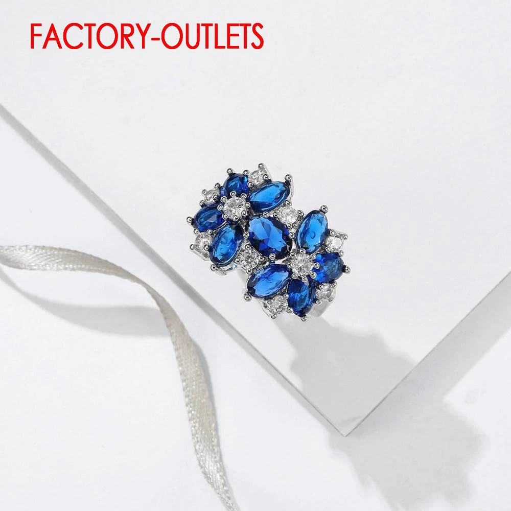 Fashion Jewelry 925 Sterling Silver Ring Bridal Set Cubic Zirconia Prong Setting Romantic Style Women Girls Party Engagement
