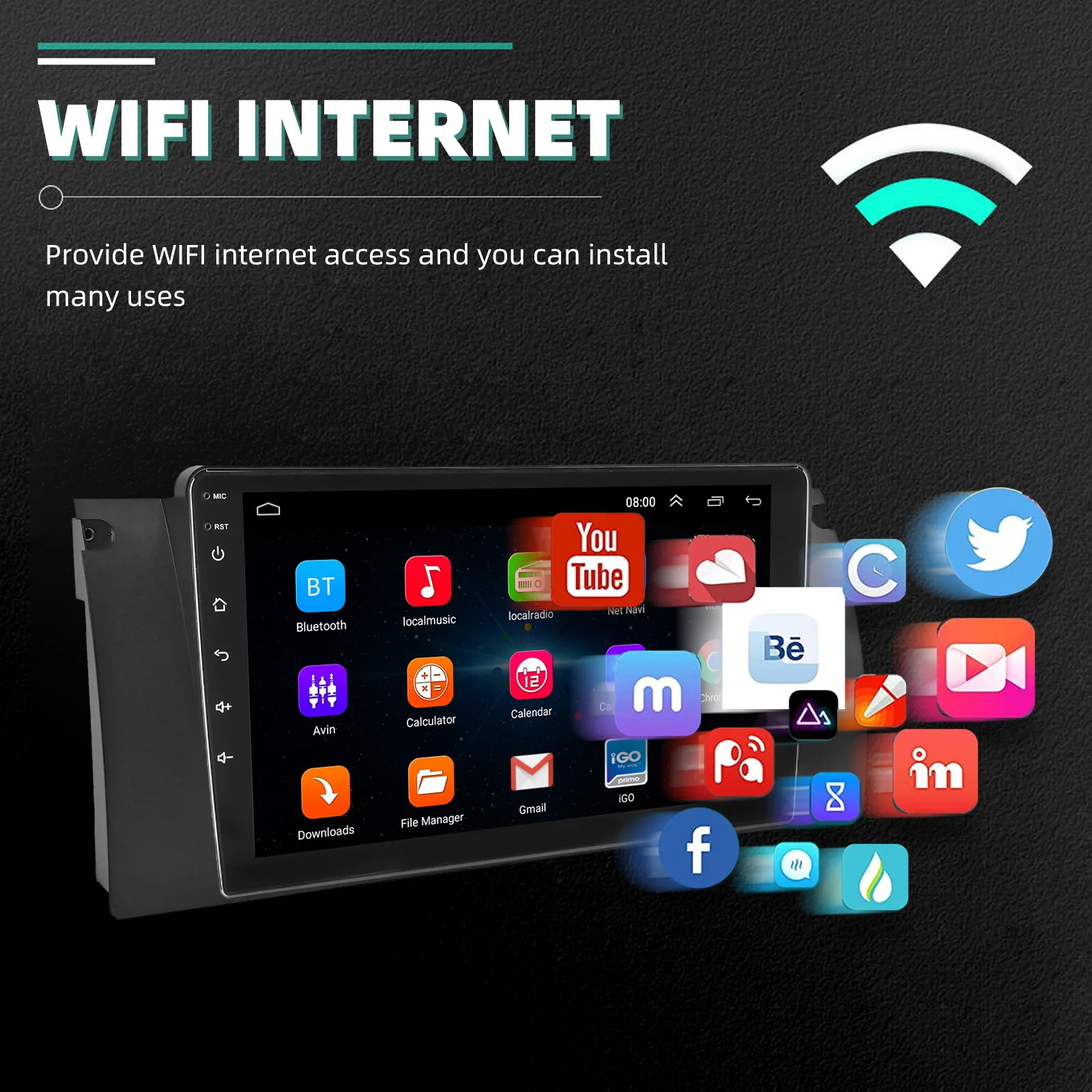 ESSGOO Android 15 9 Zoll IPS Touchscreen Display Apple CarPlay Android Auto Autoradio GPS Navigation USB Spiegel Link Lenkradfernbedienung WIFI Bluetooth FM ASP Geteilter Bildschirm Für BMW 5er E39 X5 E53 7er – Detail 15