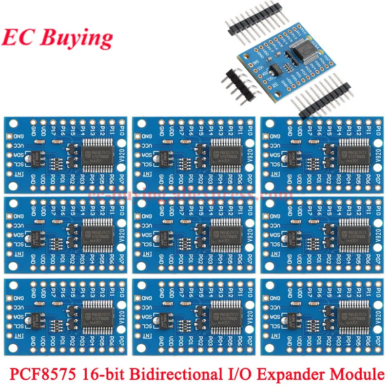 10Pcs/1pc PCF8575 16-bit Bidirectional I/O Expander Module Expansion Port Board I2C IIC Communication Control For Arduino