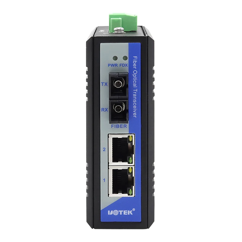 Convertitore multimediale Gigabit UOTEK a 2 porte con protezione da sovraccarico e inversione Ingresso tensione 12/24/48 V CC UT-2602GC