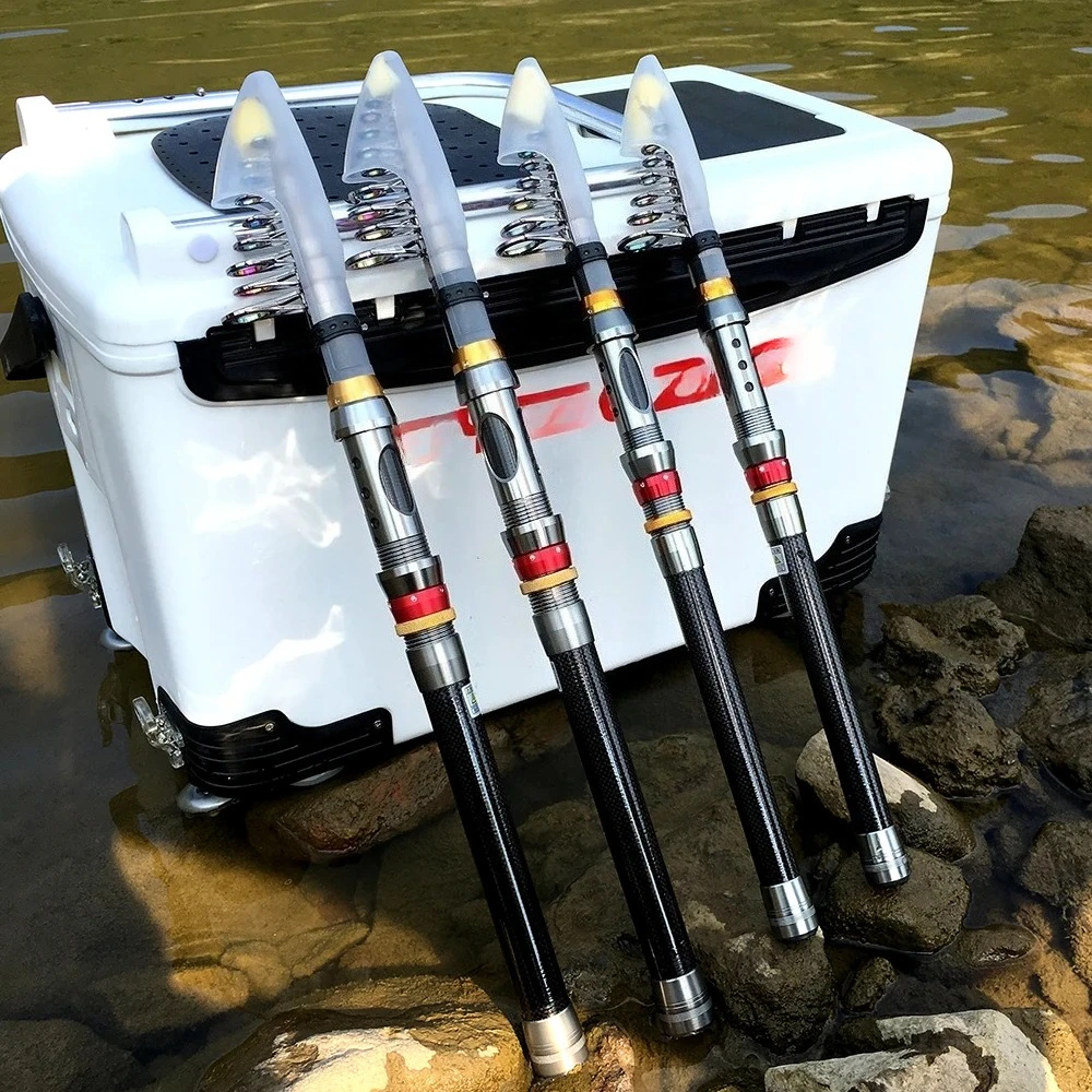 Combo de pesca caña carbono carrete metálico para agua salada y dulce