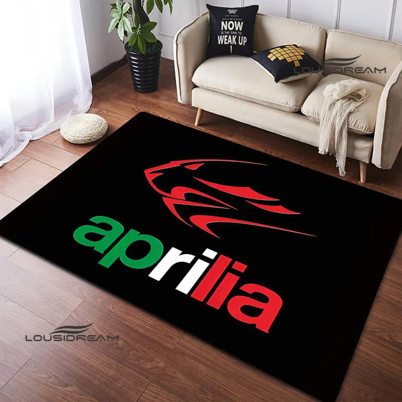 Aprilia logotipo impresso tapete motocicleta moda sala de estar quarto bonito tapete antiderrapante capacho fotografia adereços presente