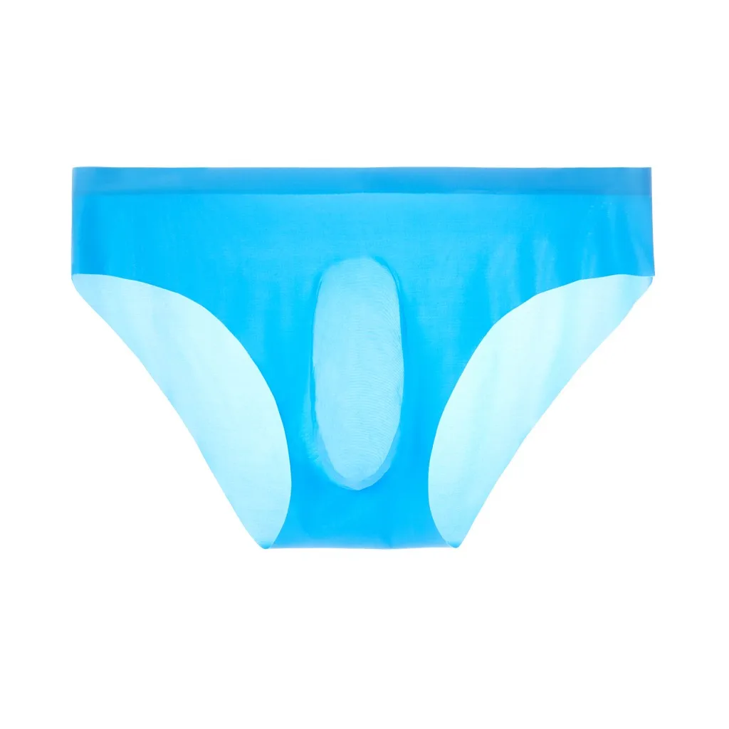 Men\'S One-Piece 3d Panties Seamless Ice Silk Ultra-Thin Briefs Underpants Breathable Bulge Hole Sheer Seamless Comfy Briefs