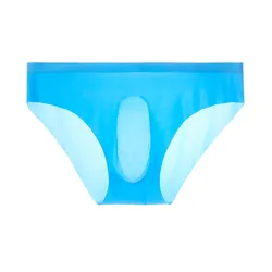 Men'S One-Piece 3d Panties Seamless Ice Silk Ultra-Thin Briefs Underpants Breathable Bulge Hole Sheer Seamless Comfy Briefs