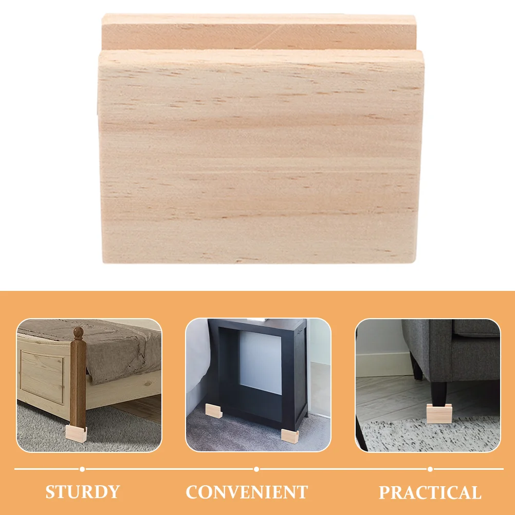 2 Pcs Mattress Raiser Table Risers Desk Leg Bed Lifts Toppers Solid Wood Chair Furniture Wooden Raising Blocks Couch