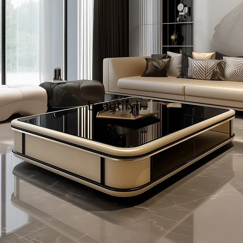 

A57 Light luxury simple coffee table living room home designer extended glass coffee table