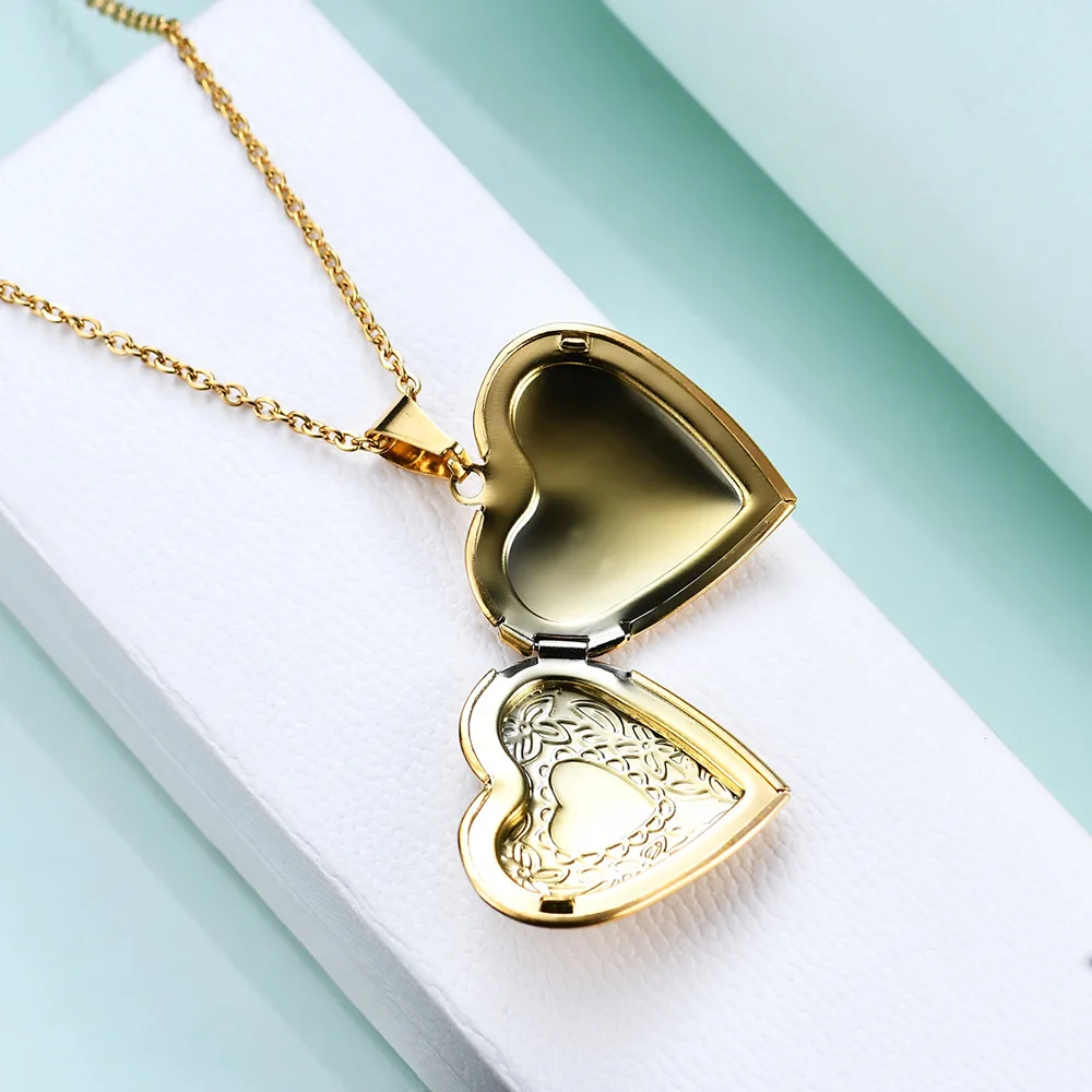 Offene Foto-Medaillon-Halskette aus Edelstahl für Damen, Anhänger zum Aufhängen von Bildern, Kette in Gold- oder Silberfarbe, Mädchen-Geburtstags-Schmuck – Detail 15