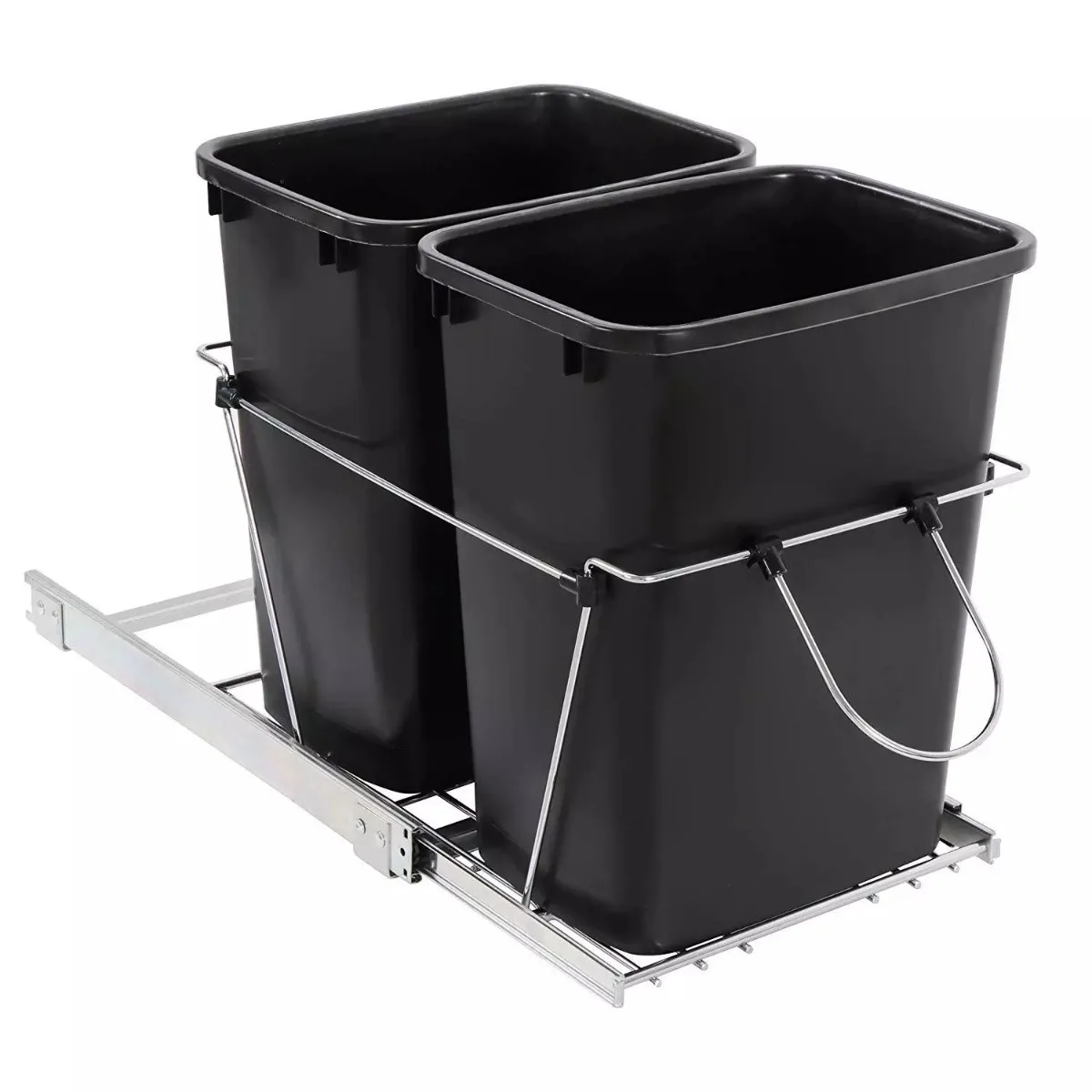 Trash can container Double 35 quart can be pulled out of trash can under kitchen cabinets