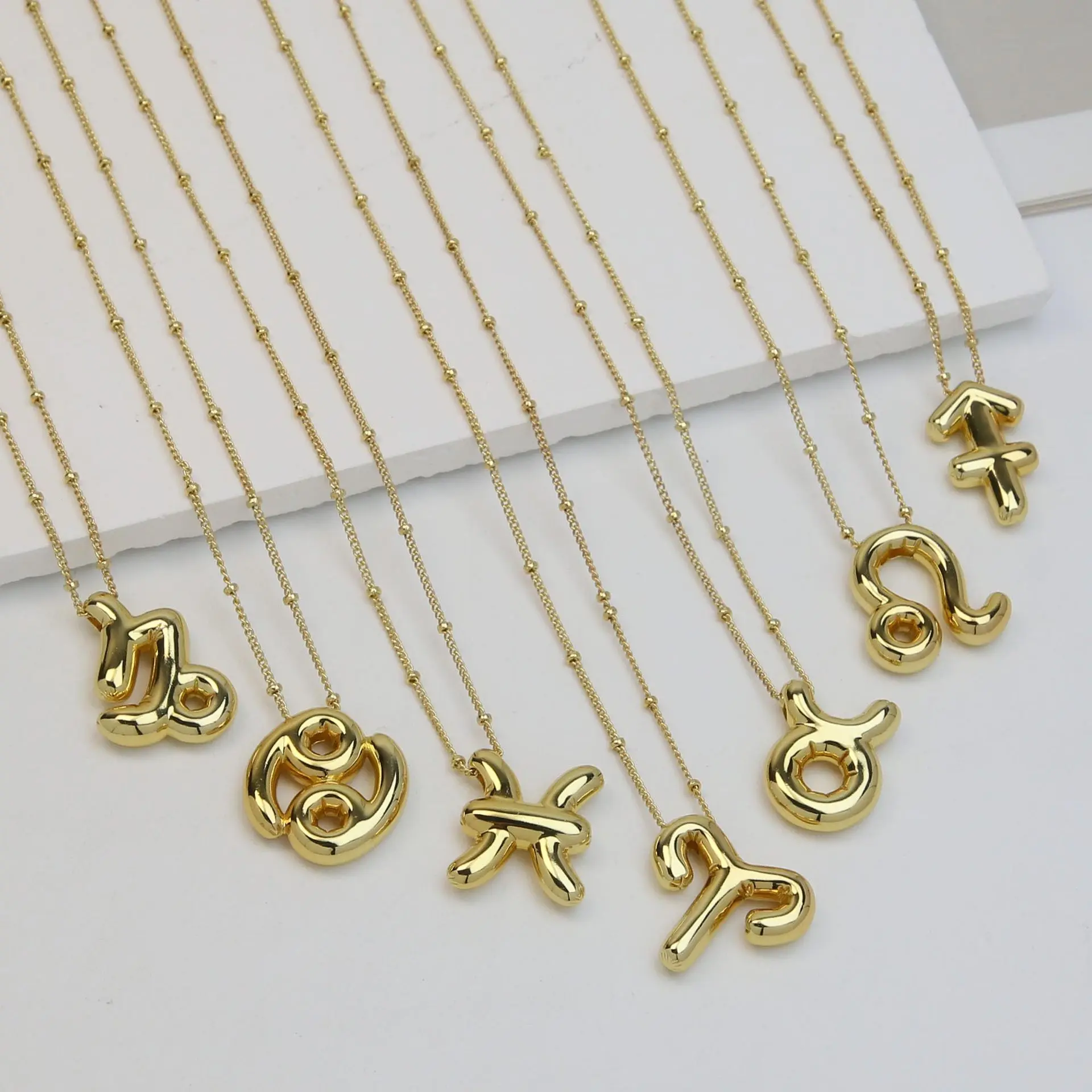 Bubble Constellation Necklace Zodiac Signs Spirit Necklace Gold Plated Balloon Zodiac Necklaces 12Constellation Jewelry Gift