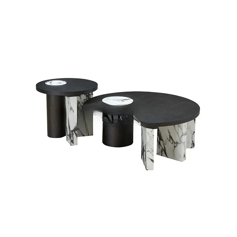 

Italian minimalist living room sofa coffee table, modern light luxury combination round coffee table
