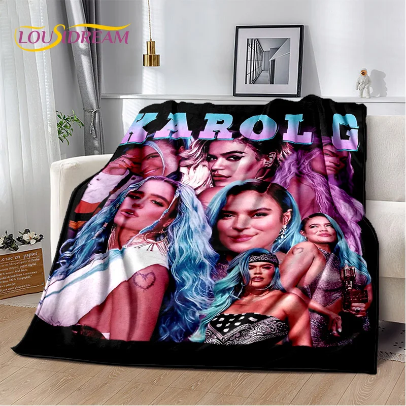 2026 Karol G Singer 3D Printing HD Blanket,Soft Throw Blanket for Home Bedroom Bed Sofa Picnic Travel Office Rest Cover Blankets