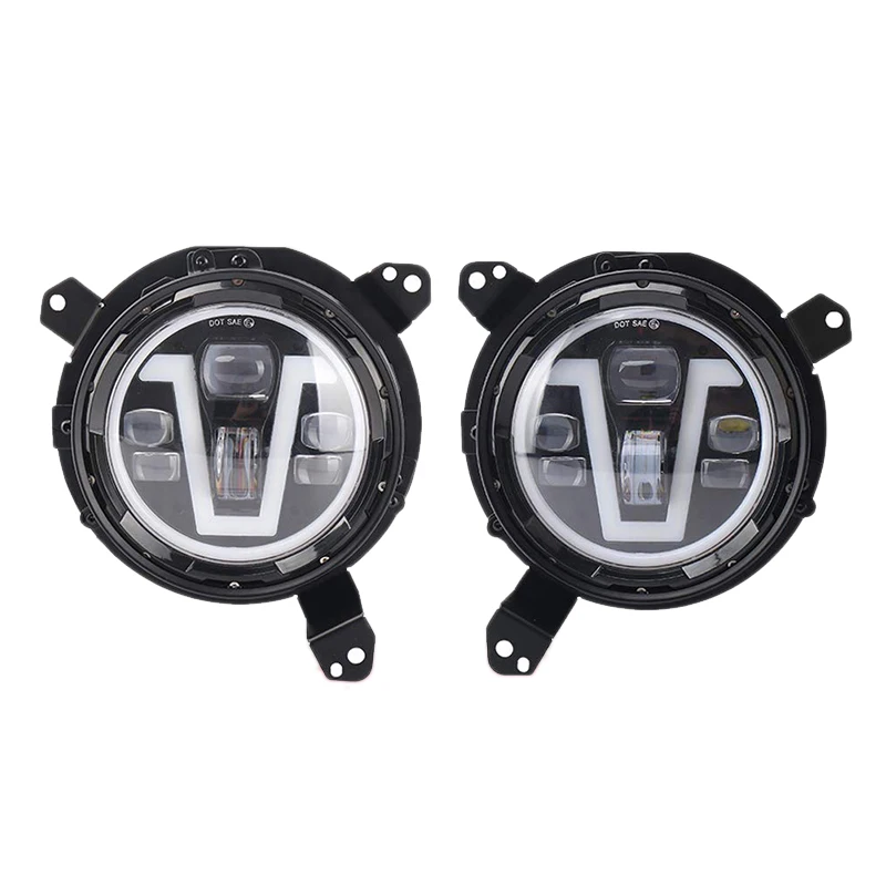 

7 Inch Led Headlight 12V LED Work Headlight with V DRL Amber Turn Signal Halo with H4 Connector for Jeep Wrangler JL