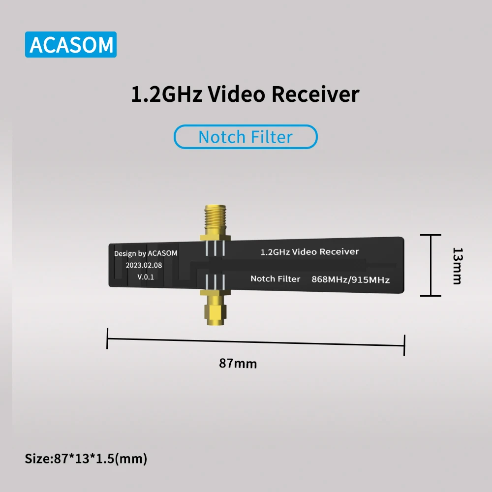 Compatible TBS 1.2GHz 1.3GHz VRX Notch Filter (868/915 MHz) improves video reception for 1.2-1.3GHz video receivers