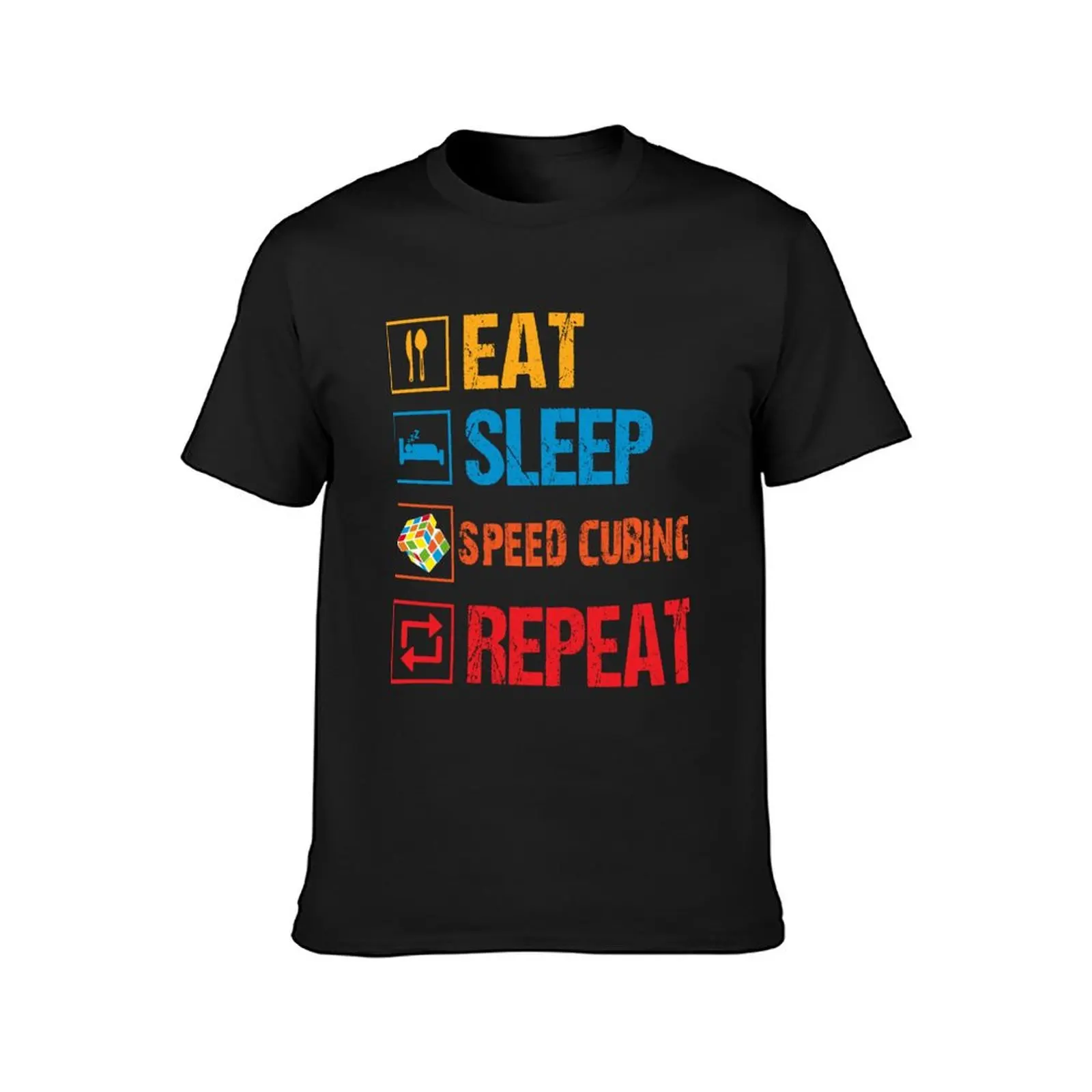 Eat Sleep Speed Cubing Repeat T-Shirt plain tops oversized for a boy heavyweight t shirts for men