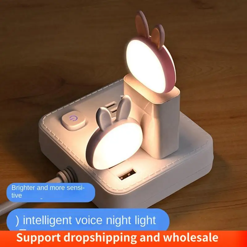 

AA86 2Pcs USB Reading Lamp,Mini Bunny Night Light, Smart Voice 3 Color Desk Lamp For Bedroom Kids Room Pink Durable