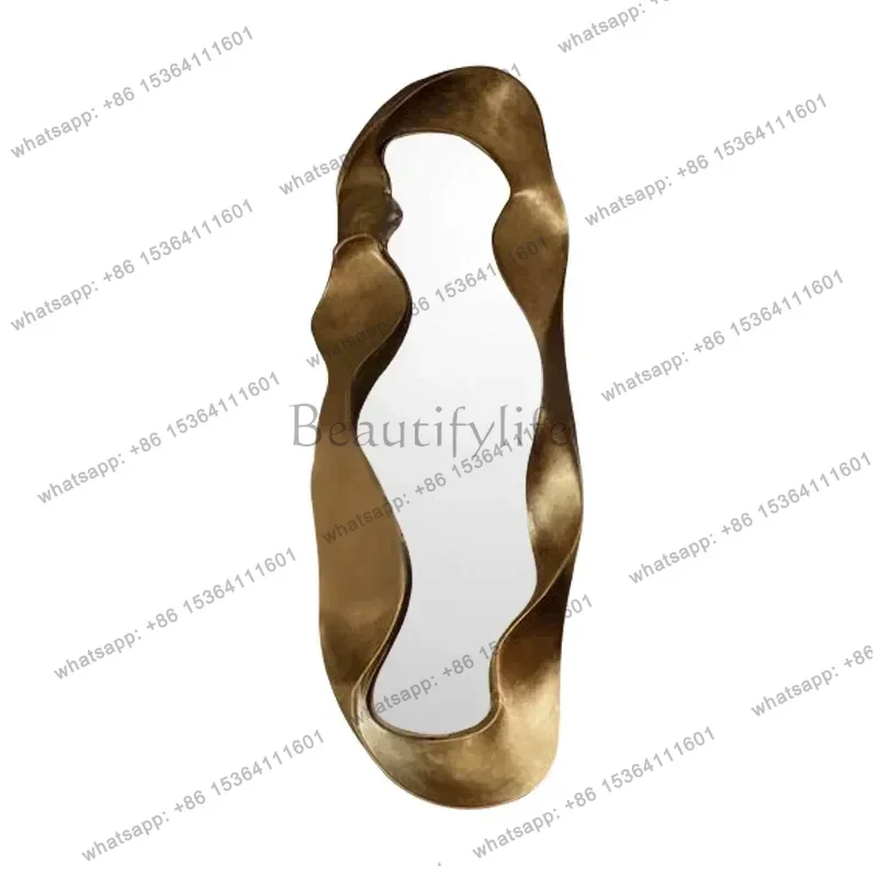 Retro Artistic Oval Full Body Mirror Wall Mounted Special Shaped Creative Home Decor Fitting Mirror