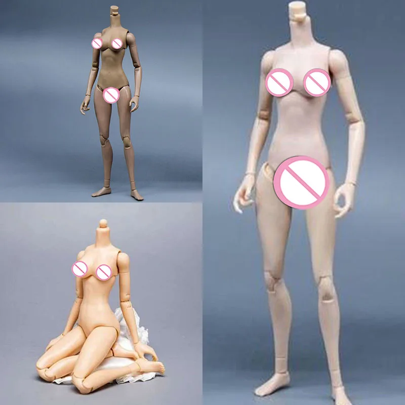 

1/6 Scale Fish Sitting Pale/Suntan/Yellow Skin Female Body Middle Breast Flexible Action Figure Model Fit KUMIK Head