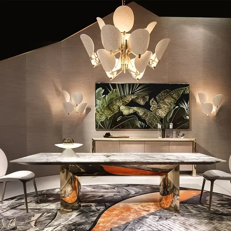 Rectangle Dinning Table Dining Table Stainless Steel Hardware Frame Dining Room Furniture Table