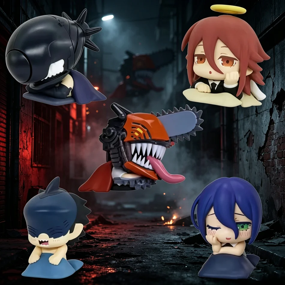 5-teiliges Set Q-Version Chainsaw Man Schlafpose Denji/Reze/Pochita/Makima Actionfigur Anime PVC-Modell Desktop-Kapsel-Figuren Spielzeug – Detail 1