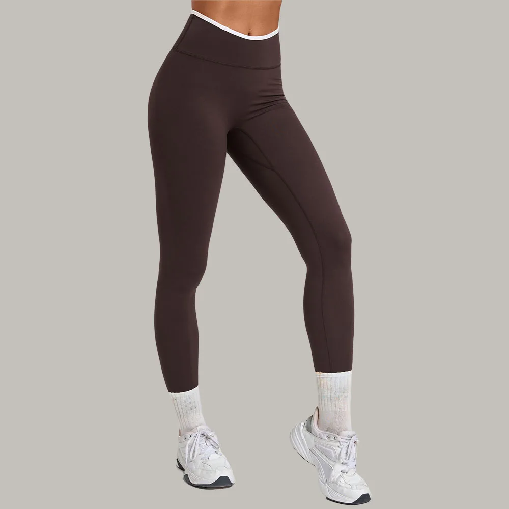 Yoga Leggings Women's Nude Skin Friendly High Waisted Sports Pants Color Blocked Line Sports Clothes Gym Exercise Yoga Pants
