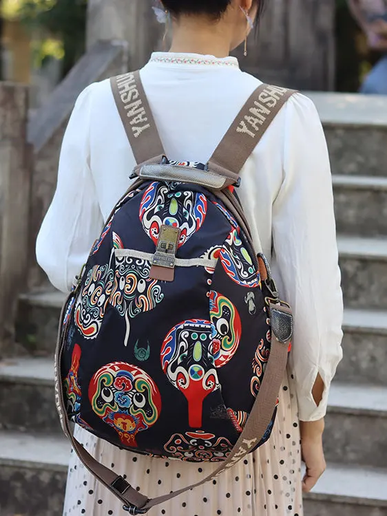 Large Capacity Travel Dual Purpose Women's Backpack Korean Style Versatile Personalized Cloth Art Flower Bag Soft Polyester L...