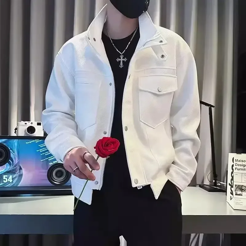

High-end jacket men's Korean version of trendy casual men's clothing spring and autumn trendy brand ruffian handsome jacket