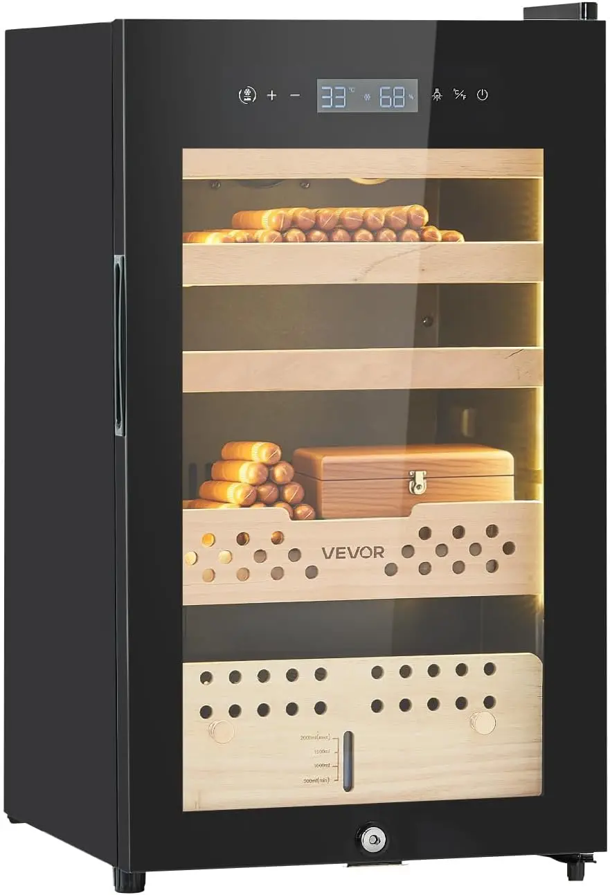 

Electric Humidor 70L 400 Counts Electric Cigar Humidor Cabinet with Compressor Cooling Constant Humidity Temperature Control