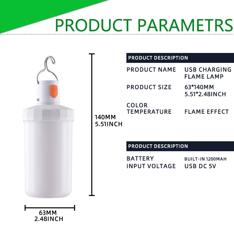 USB DC 5V rechargeable LED lamp simulates flame effect lamp realistic flame atmosphere lamp Yard LED Camping Lights Decoration