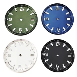 31mm Black Sterile Watch Dial With Date Windows Green Luminous Fit NH35 NH36 Automatic Movement Watches Accessories Parts